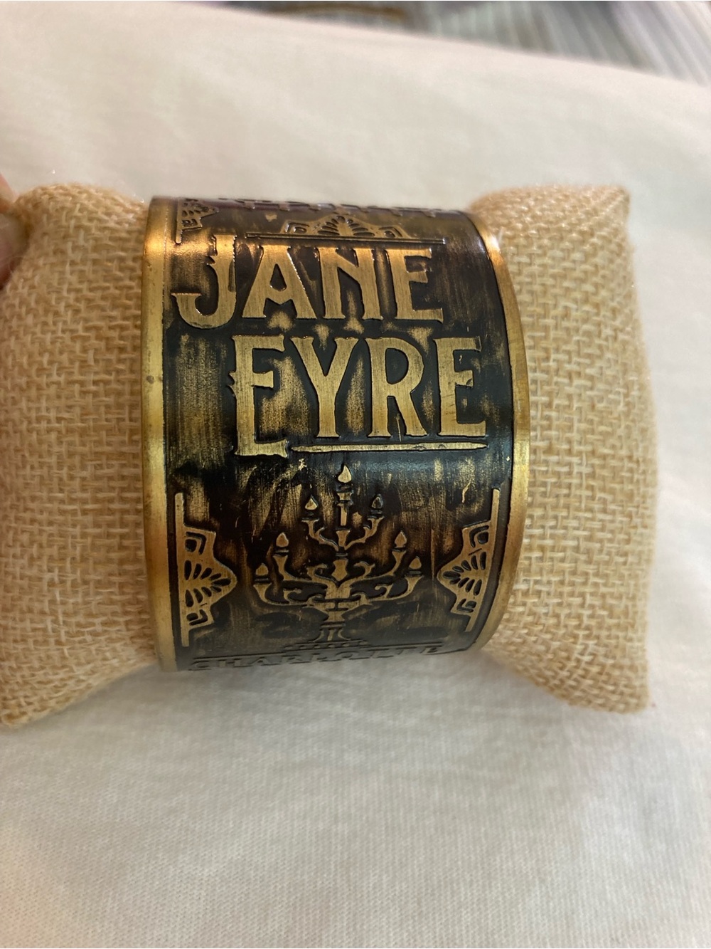 Literary Jane Eyre Brass Cuff Bracelet Candelabra